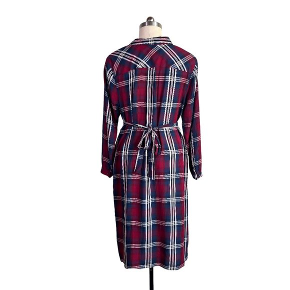SOLD ruby plaid shirt dress 2X plus size print rayon work casual career EUC - Picture 4 of 11